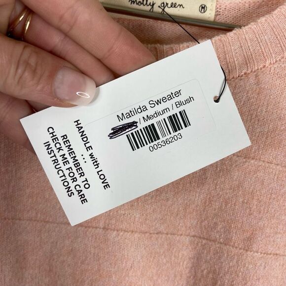 Molly Green Sweater Pink Crew Neck Size Medium NWT - Picture 3 of 6